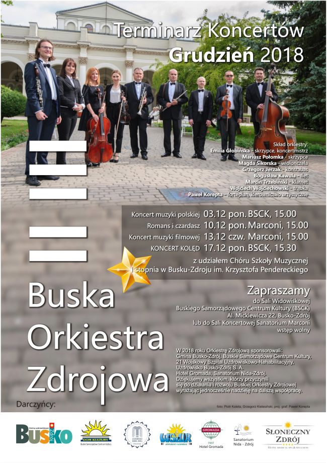 Buska Orkiestra Zdrojowa - Terminarz Koncertów Grudzień 2018