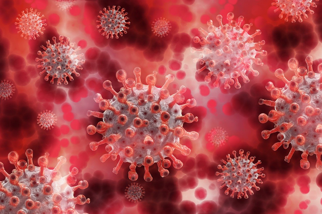 Grafika obrazuje model koronawirusa - źródło pixabay