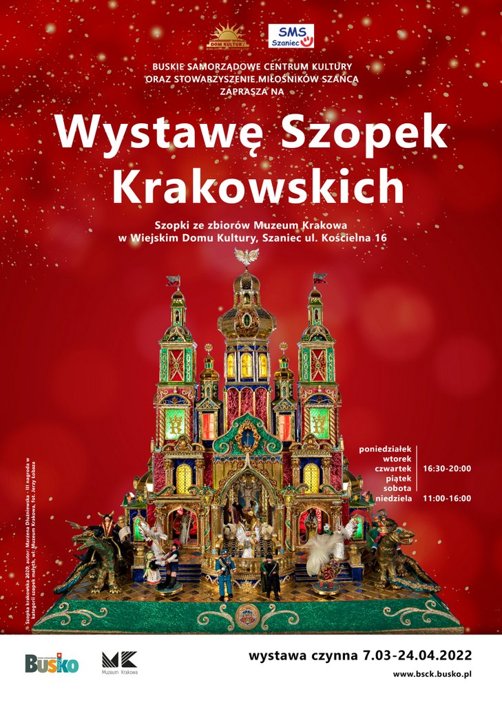 Plakat promujący wystawę Szopek Krakowskich w Szańcu
