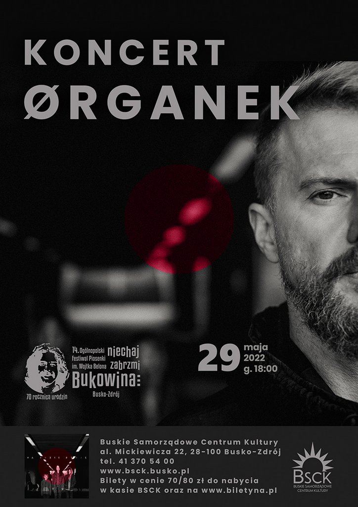 Plakat promujący koncert zespołu Organek