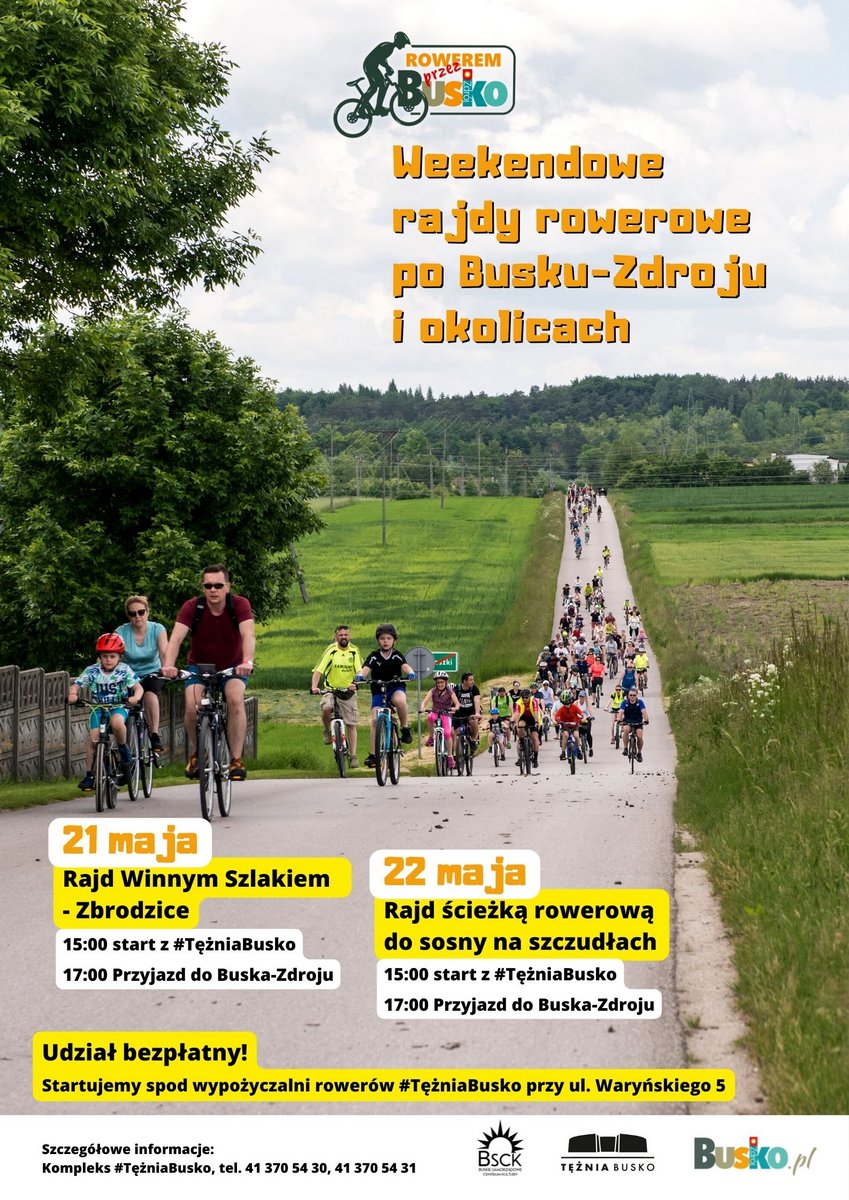 Plakat promujący weekendowe rajdy rowerowe
