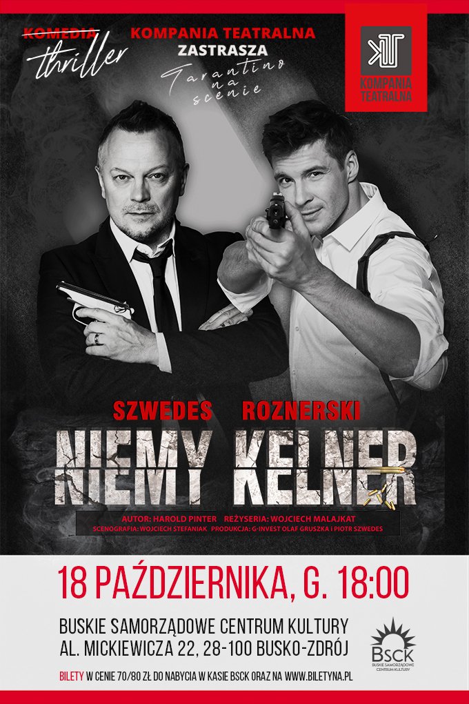 plakat promujący spektakl Niemy Kelner
