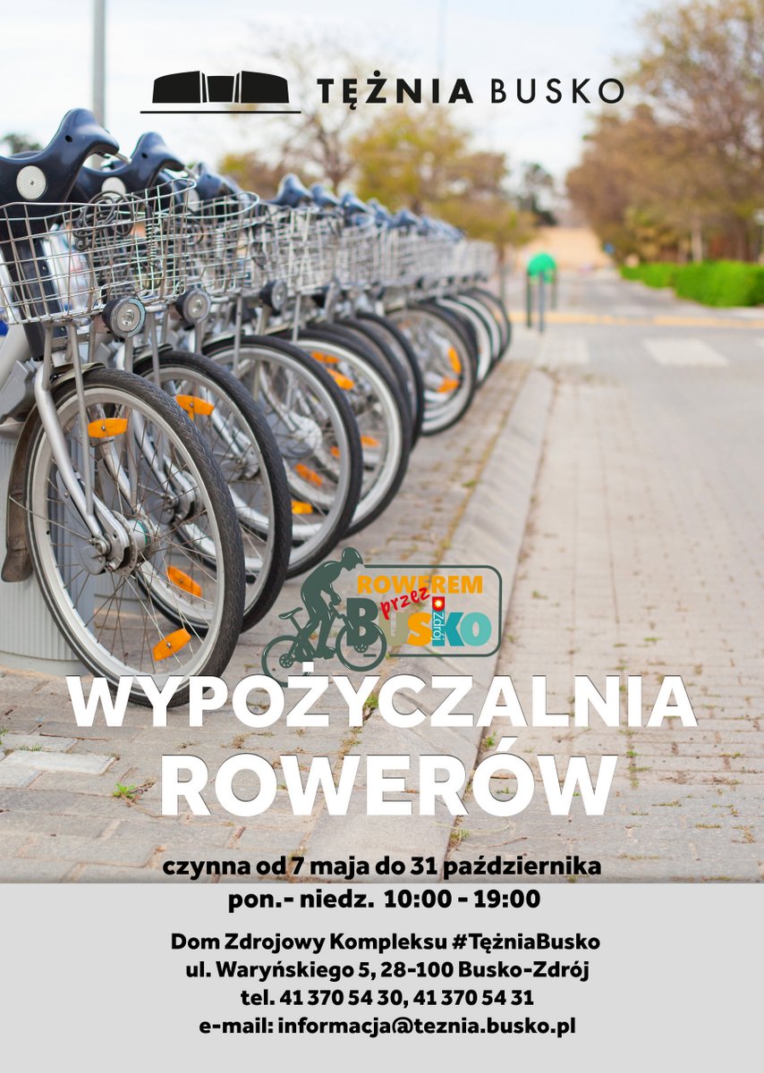 Plakat promujący wypożyczalnię rowerów