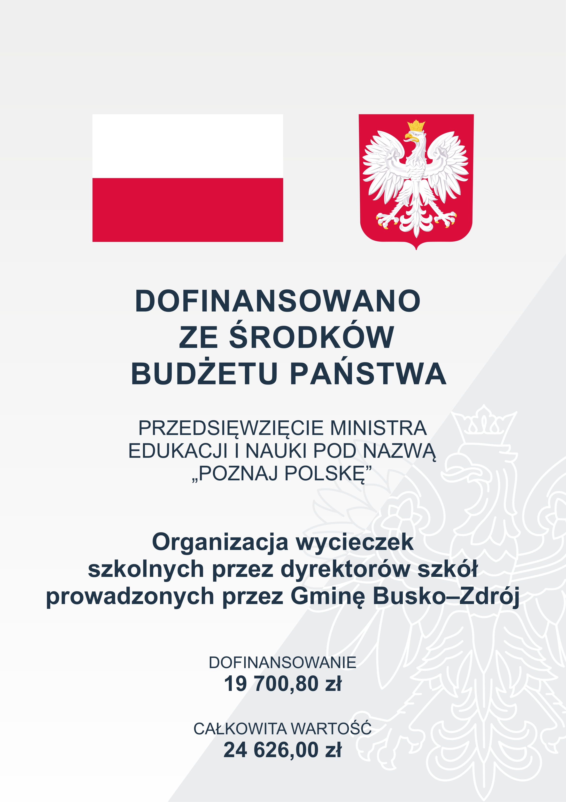 Plakat Poznaj Polskę 2022 zawierający informację o dofinansowaniu
