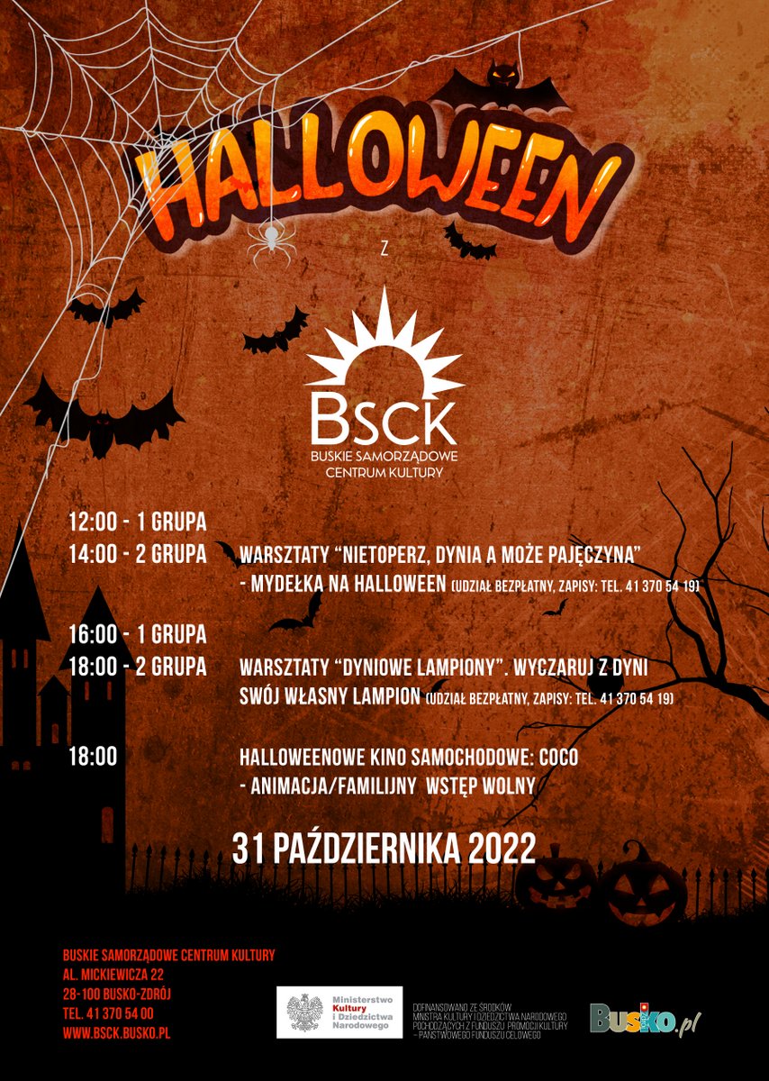 grafika promująca imprezę Halloween z BSCK