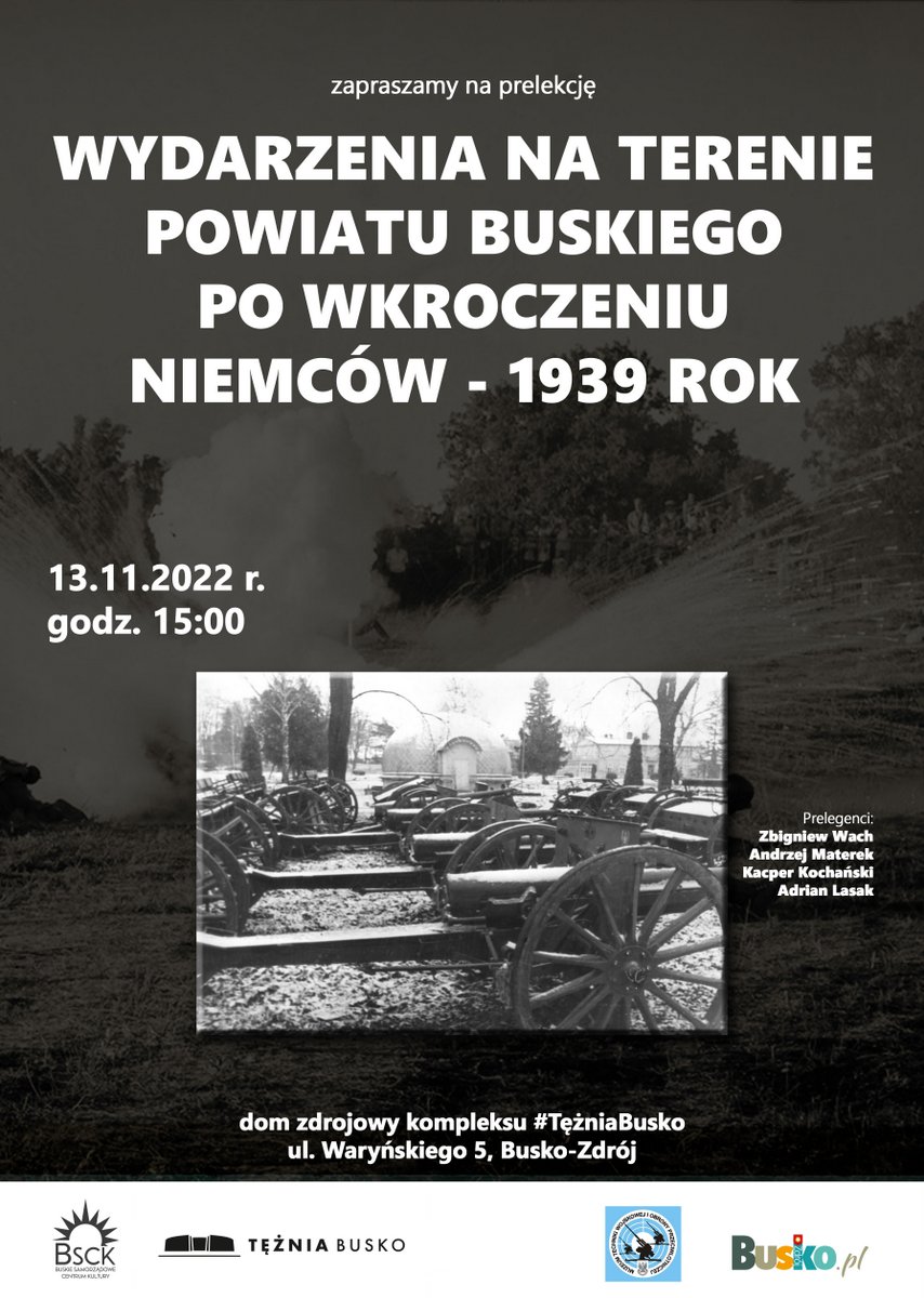 plakat promujący prelekcję historyczną w buskiej tężni