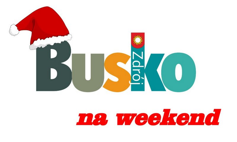 grafika z elementami świątecznymi promująca podsumowanie Busko na weekend