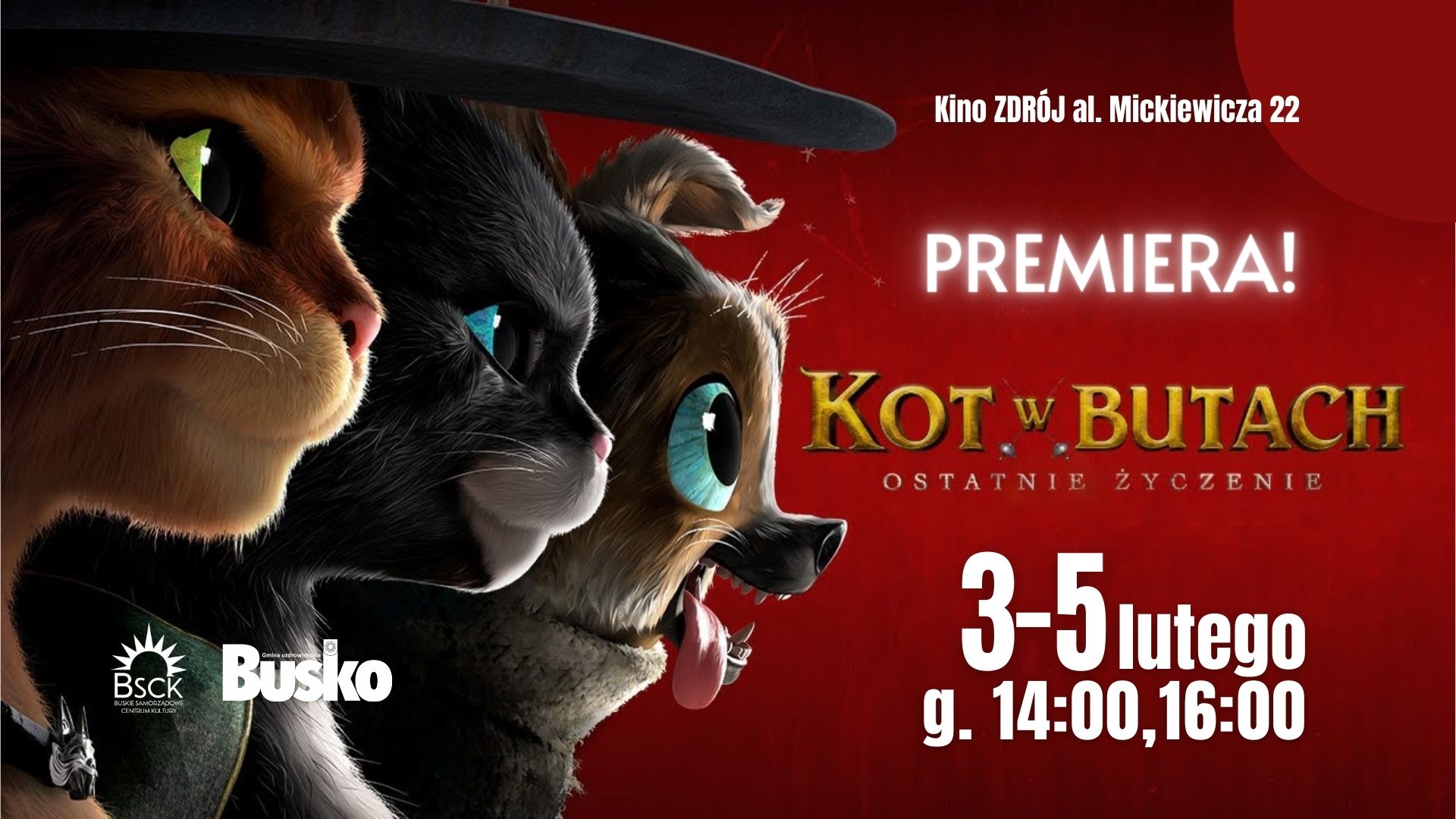 grafika promująca seans filmu Kot w Butach