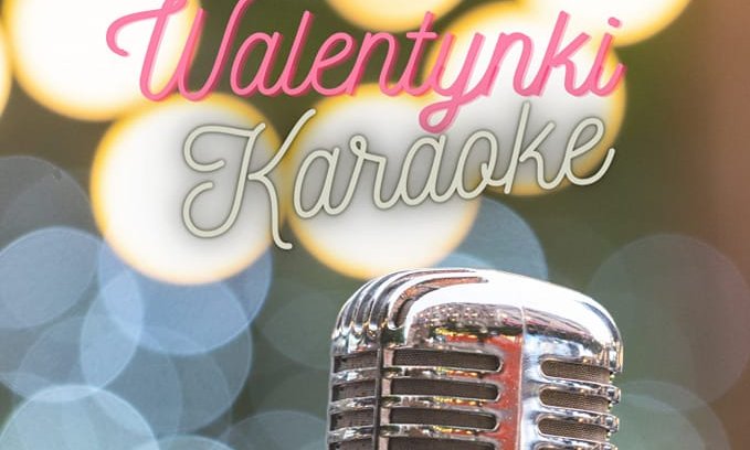 grafika promująca Karaoke w Domu Zdrojowym, przedstawia zdjęcie mikrofonu na tle iluminacji