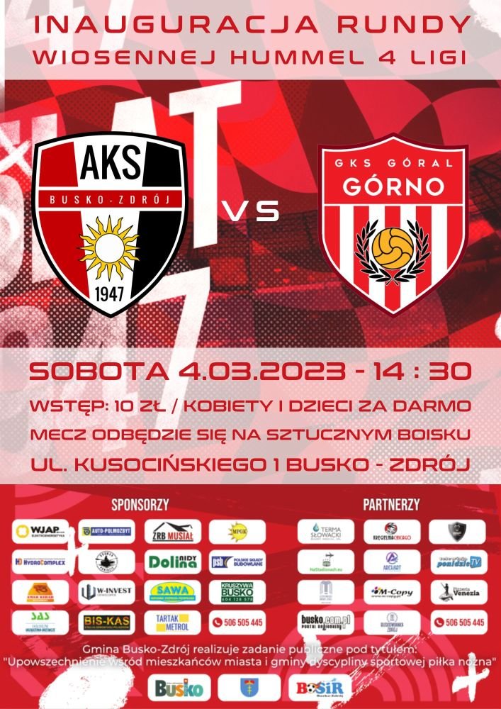 grafika promująca mecz AKS Busko-Zdrój - GKS Góral Górno