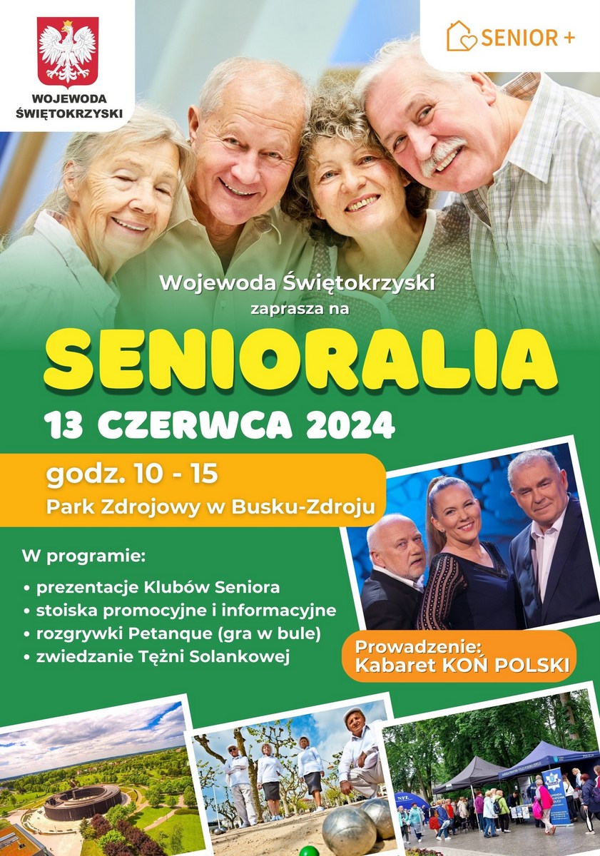 grafika promująca senioralia. fotografia starszych osób
