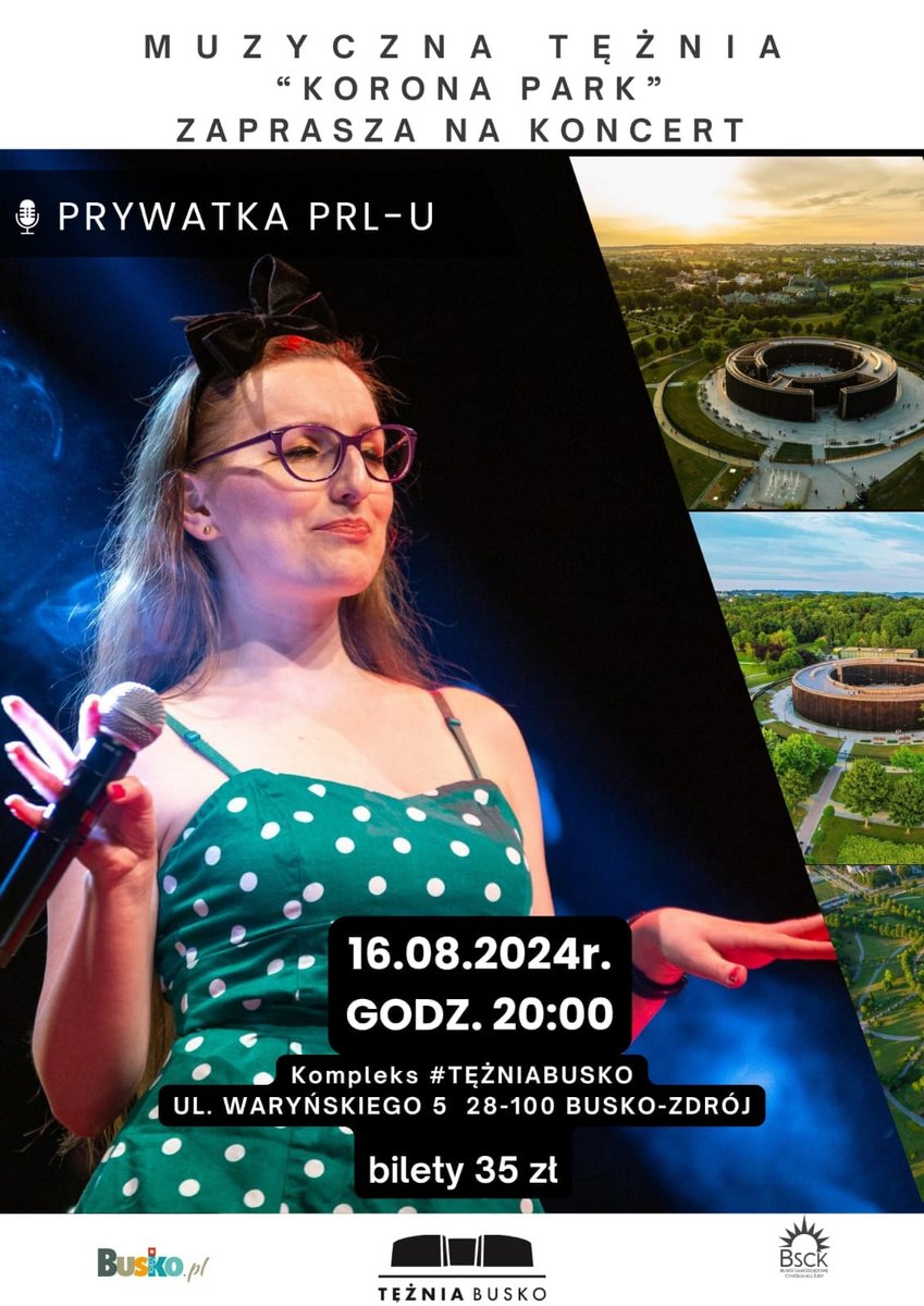 grafika promująca koncert, zdjęcie artystki oraz tężni solankowej