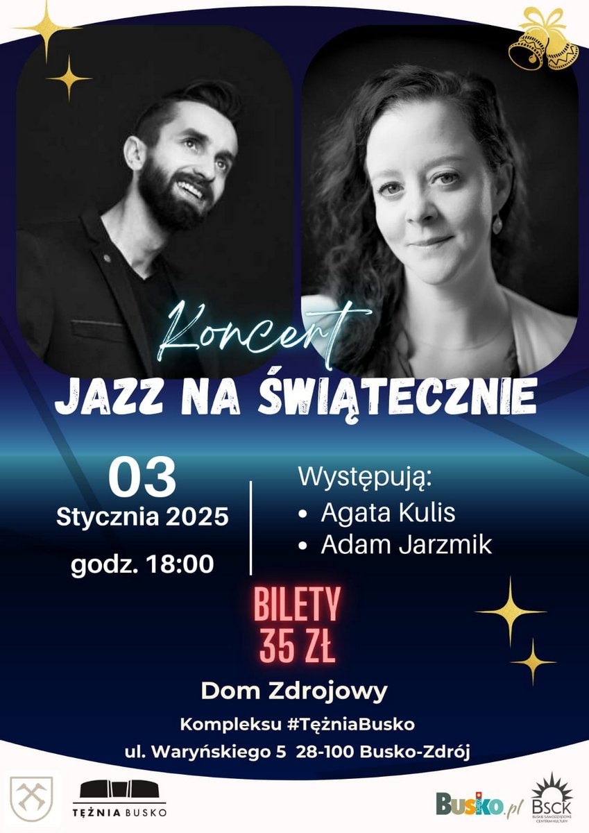 grafika promująca koncert, czarno-białe zdjęcia artystów