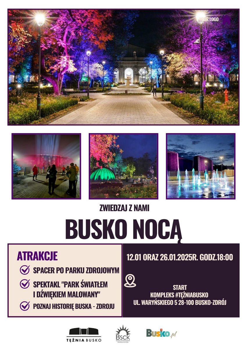 plakat promujący nocne zwiedzanie Buska