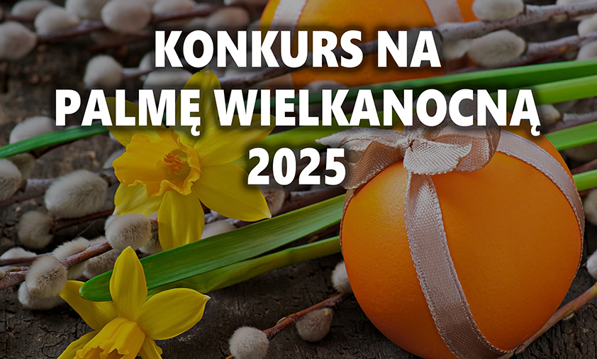 grafika promująca konkurs plastyczny, na zdjęciu bazie wierzbowe, kwiaty, ozdoby