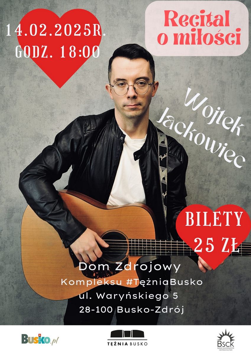 plakat promujący koncert, na zdjęciu artysta z gitarą