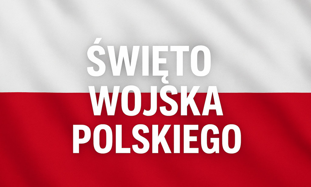 napis na tle polskiej flagi
