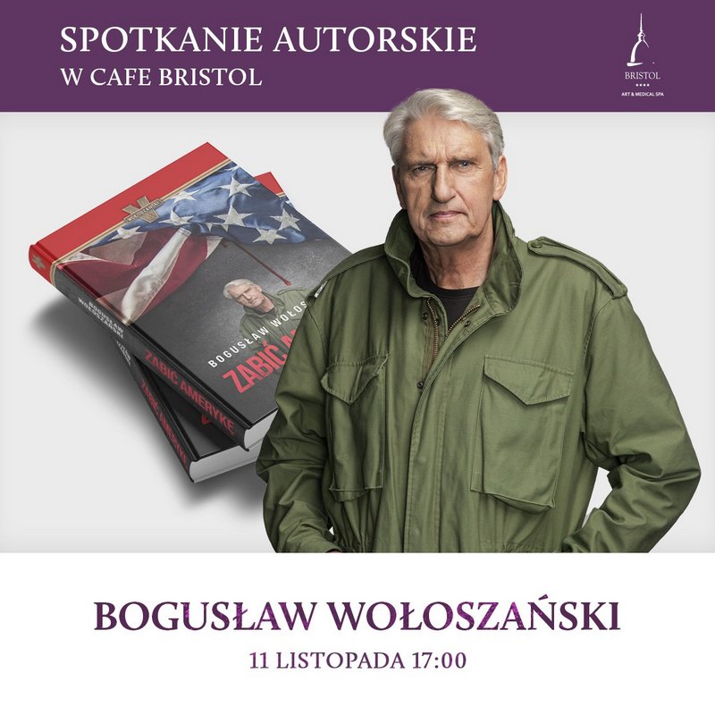 plakat promujący spotkanie z Bogusławem Wołoszańskim 