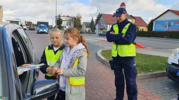 Uczniowie Publicznej Szkoły Podstawowej Nr 3 im. Płk. Aleksandra Krzyżanowskiego „Wilka” w Busku-Zdroju uczestniczący w prewencyjnej akcji terenowej 