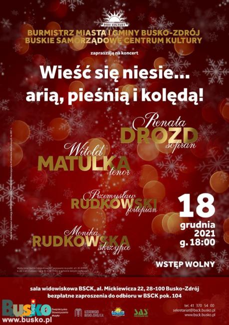 Zapowiedź Koncertu Świątecznego w BSCK w Busku-Zdroju